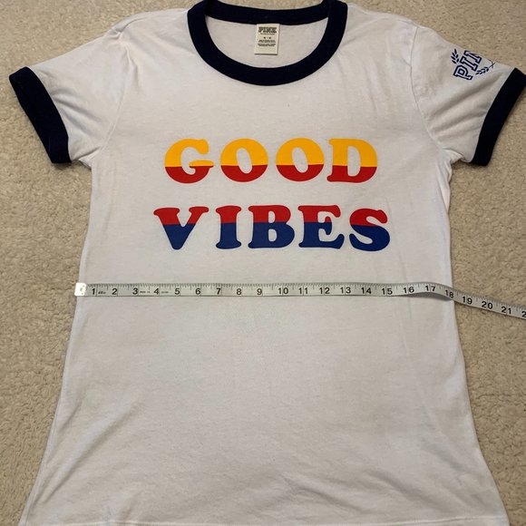 PINK Victoria's Secret Tops - Victoria Secret Pink Good Vibes Tee